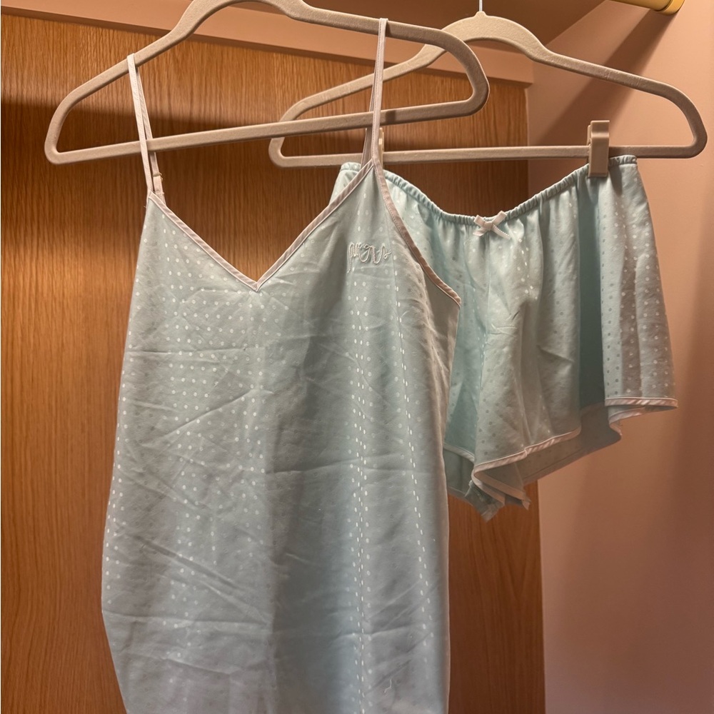 Kate Spade Sky Blue Polka Dot “Mrs.” pajamas set